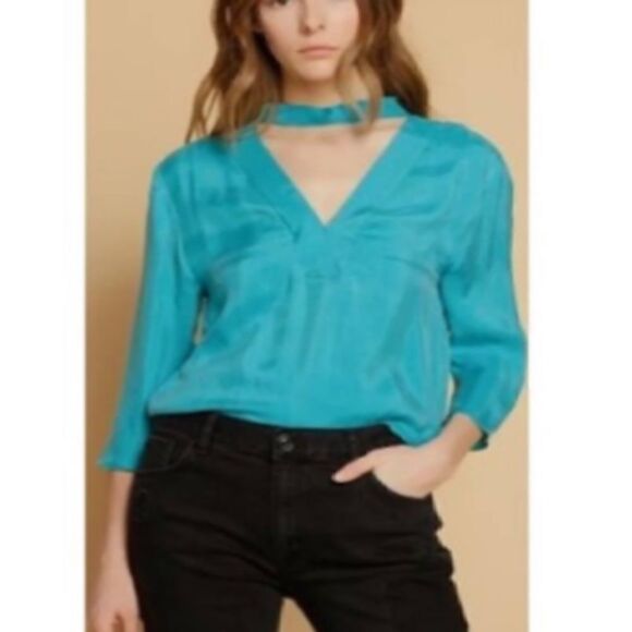 Sandro  Renza Paris neck cupro top size 1, NWT - Picture 5 of 6